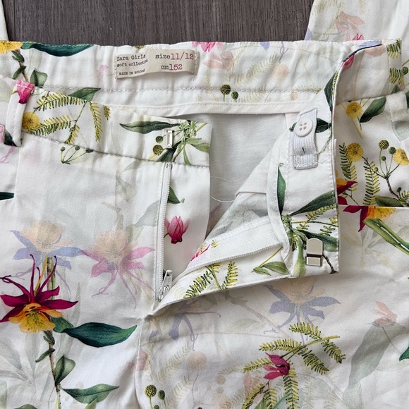 Zara girl floral print white pants. Girl size 11/12 - Picture 8 of 9